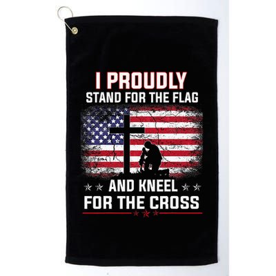 I Proudly Stand For The Flag And Kneel For The Cross Golf Towel