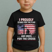 I Proudly Stand For The Flag And Kneel For The Cross Toddler T-Shirt