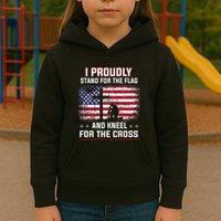 I Proudly Stand For The Flag And Kneel For The Cross Kids Hoodie
