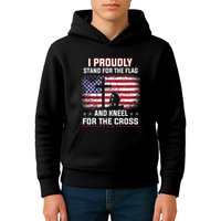 I Proudly Stand For The Flag And Kneel For The Cross Kids Hoodie