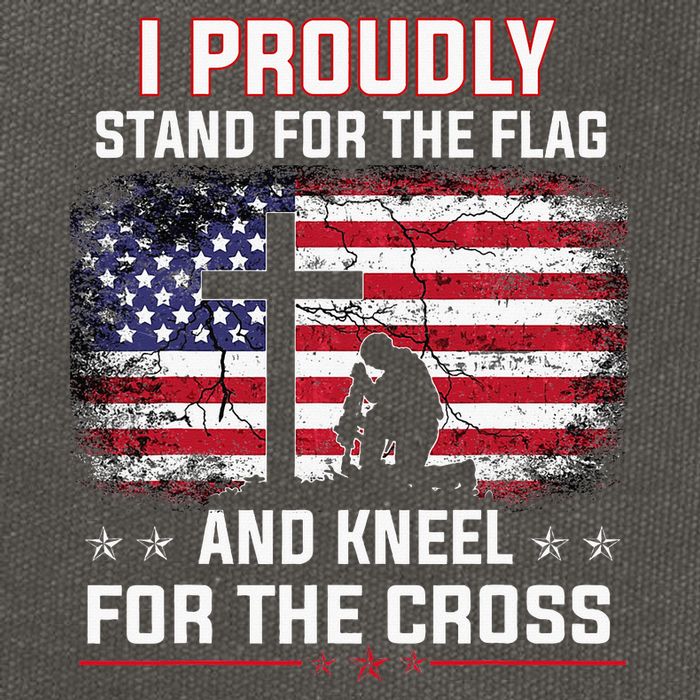 I Proudly Stand For The Flag And Kneel For The Cross Cotton Canvas Backpack