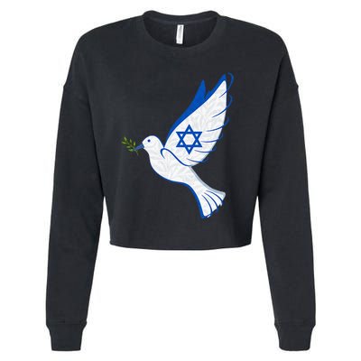 Israel Pro Support Stand Strong Peace Love Jewish  Cropped Pullover Crew