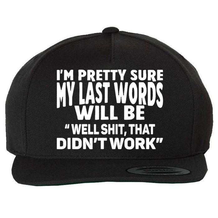 Im Pretty Sure My Last Words Will Be Humor Sarcastic Wool Snapback Cap