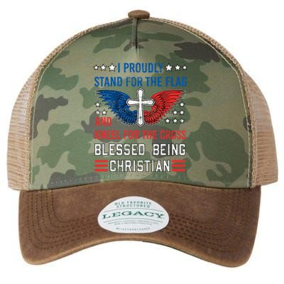 I Proudly Stand For The Flag And Kneel For The Cross Usa Funny Gift Legacy Tie Dye Trucker Hat