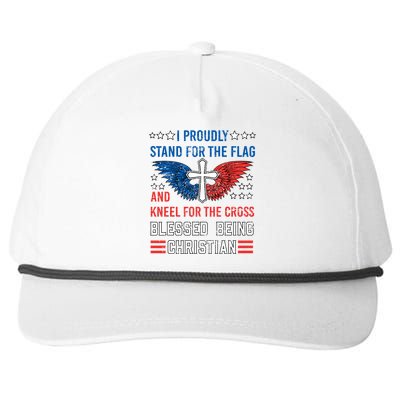 I Proudly Stand For The Flag And Kneel For The Cross Usa Funny Gift Snapback Five-Panel Rope Hat