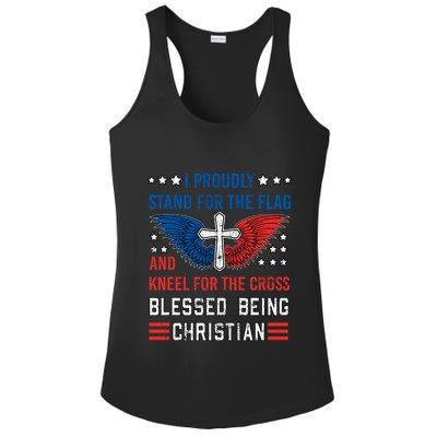 I Proudly Stand For The Flag And Kneel For The Cross Usa Funny Gift Ladies PosiCharge Competitor Racerback Tank