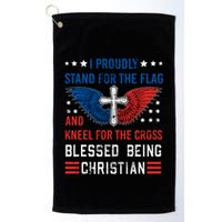 I Proudly Stand For The Flag And Kneel For The Cross Usa Funny Gift Golf Towel