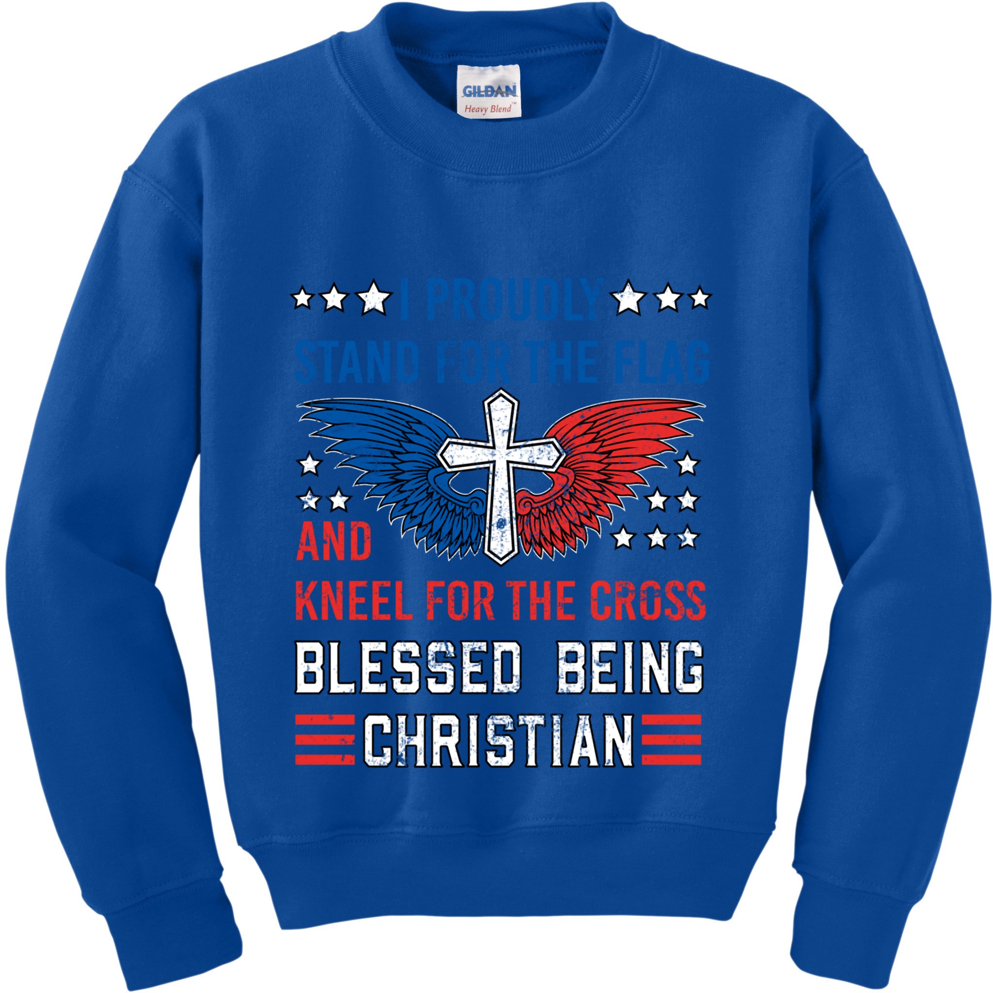 I Proudly Stand For The Flag And Kneel For The Cross Usa Funny Gift Kids Sweatshirt