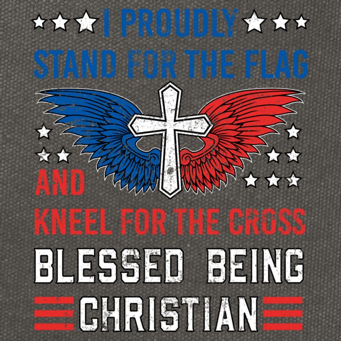 I Proudly Stand For The Flag And Kneel For The Cross Usa Funny Gift Cotton Canvas Backpack