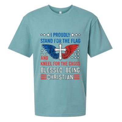 I Proudly Stand For The Flag And Kneel For The Cross Usa Funny Gift Sueded Cloud Jersey T-Shirt