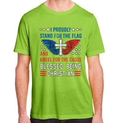 I Proudly Stand For The Flag And Kneel For The Cross Usa Funny Gift Adult ChromaSoft Performance T-Shirt