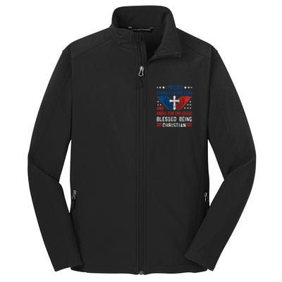 I Proudly Stand For The Flag And Kneel For The Cross Usa Funny Gift Core Soft Shell Jacket