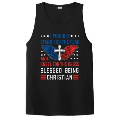 I Proudly Stand For The Flag And Kneel For The Cross Usa Funny Gift PosiCharge Competitor Tank