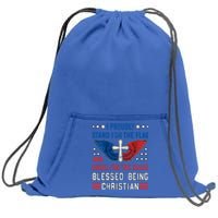 I Proudly Stand For The Flag And Kneel For The Cross Usa Funny Gift Sweatshirt Cinch Pack Bag