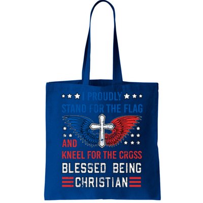 I Proudly Stand For The Flag And Kneel For The Cross Usa Funny Gift Tote Bag