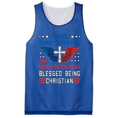 I Proudly Stand For The Flag And Kneel For The Cross Usa Funny Gift Mesh Reversible Basketball Jersey Tank