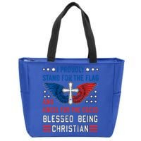 I Proudly Stand For The Flag And Kneel For The Cross Usa Funny Gift Zip Tote Bag