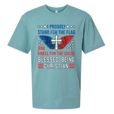 I Proudly Stand For The Flag And Kneel For The Cross Usa Funny Gift Sueded Cloud Jersey T-Shirt