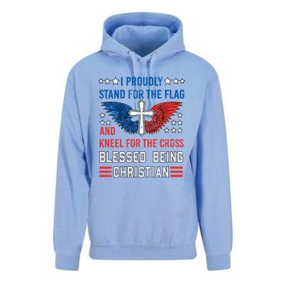 I Proudly Stand For The Flag And Kneel For The Cross Usa Funny Gift Unisex Surf Hoodie