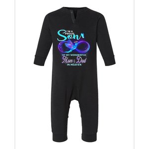 IM Proud Son Of Wonderful Mom And Dad In Heaven Memorial Great Gift Infant Fleece One Piece