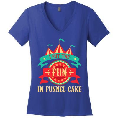 I Put The Fun In Funnel Cake Circus Birthday Women's V-Neck T-Shirt