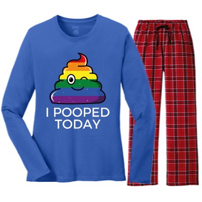 I Pooped Today Sarcastic Adult Humor Party Women's Long Sleeve Flannel Pajama Set 