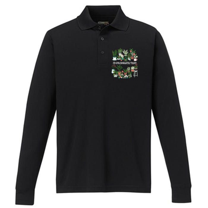 ID Propagate That Plant Lover Gardener Garden Gardening Performance Long Sleeve Polo