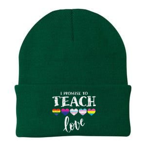 I Promise To Teach Love LGBTQ Pride Proud Ally Teacher Knit Cap Winter Beanie