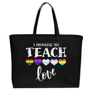 I Promise To Teach Love LGBT Q Pride Proud Ally Teacher Cotton Canvas Jumbo Tote