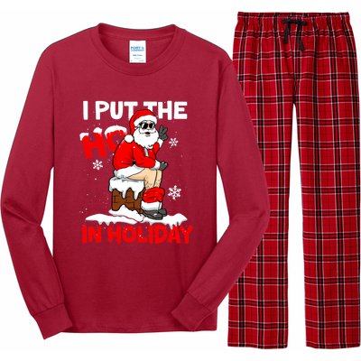 I Put The Ho In Holiday Funny Santa Toilet Chimney Christmas Pajama Long Sleeve Pajama Set