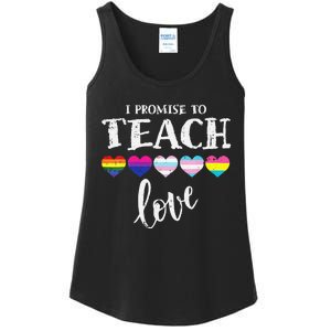 I Promise To Teach Love LGBT Q Pride Proud Ally Teacher Ladies Essential Tank