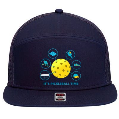 Its Pickleball Time 7 Panel Mesh Trucker Snapback Hat