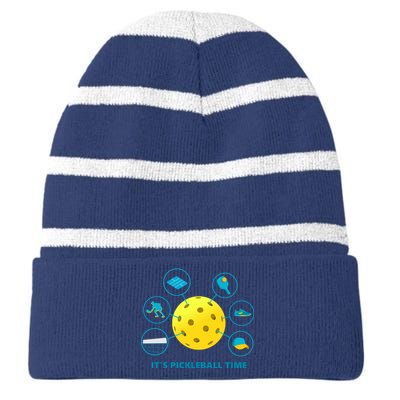 Its Pickleball Time Striped Beanie with Solid Band