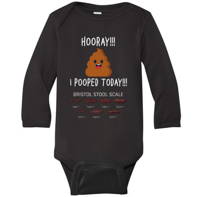 I Pooped Today Love Poop and Pee Adult Humor Baby Long Sleeve Bodysuit