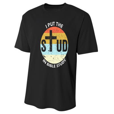 I Put The Stud In Bible Study Funny Bible Study Christian Performance Sprint T-Shirt