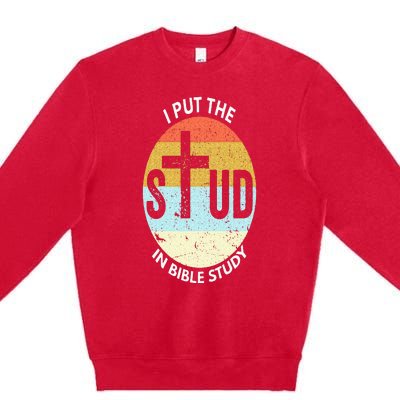 I Put The Stud In Bible Study Funny Bible Study Christian Premium Crewneck Sweatshirt