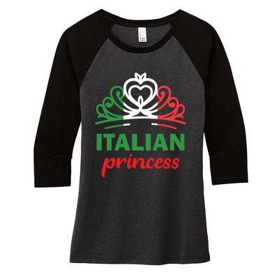 Italian Princess Tiara National Flag Women's Tri-Blend 3/4-Sleeve Raglan Shirt