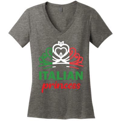 Italian Princess Tiara National Flag Women's V-Neck T-Shirt