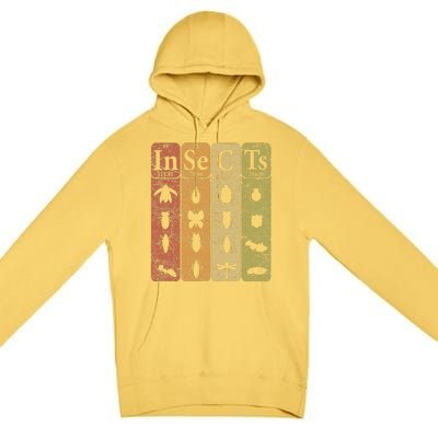 Insects Periodic Table Elements Entomologist Retro Bugs Premium Pullover Hoodie