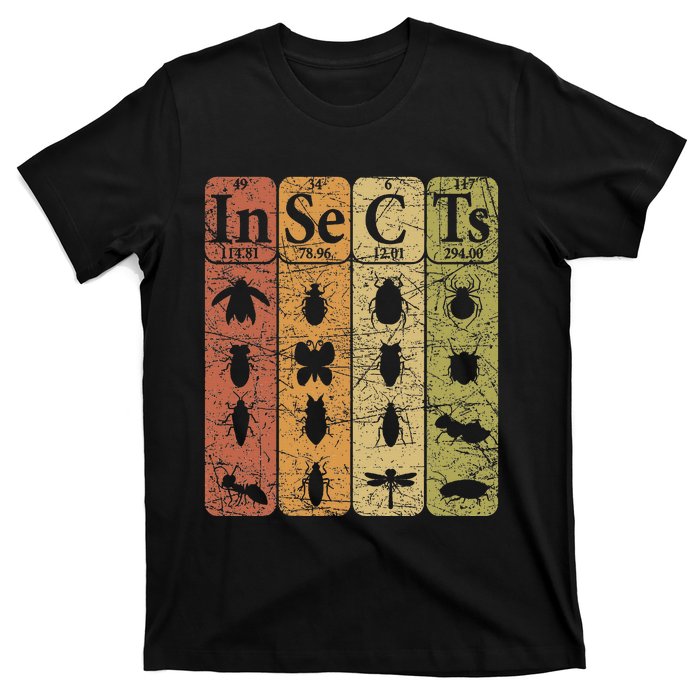 Insects Periodic Table Elements Entomologist Retro Bugs T-Shirt