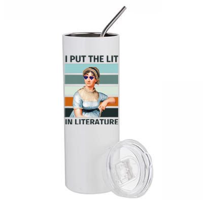 I Put The Lit In Literature Vintage Jane Austen Sunglasses Stainless Steel Tumbler