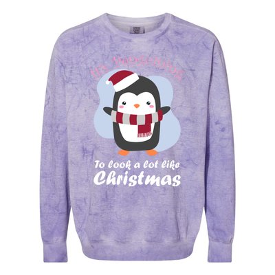 ItS Penguining To Look A Lot Like Christmas Penguin Gift Colorblast Crewneck Sweatshirt