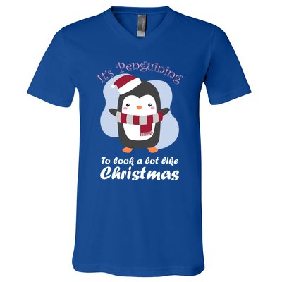 ItS Penguining To Look A Lot Like Christmas Penguin Gift V-Neck T-Shirt