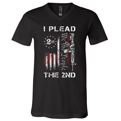 I Plead The 2nd We The People USA Flag AR 15 Rifle V-Neck T-Shirt