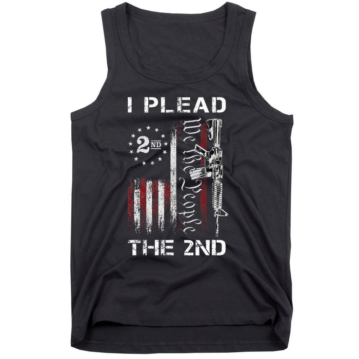 I Plead The 2nd We The People USA Flag AR 15 Rifle Tank Top