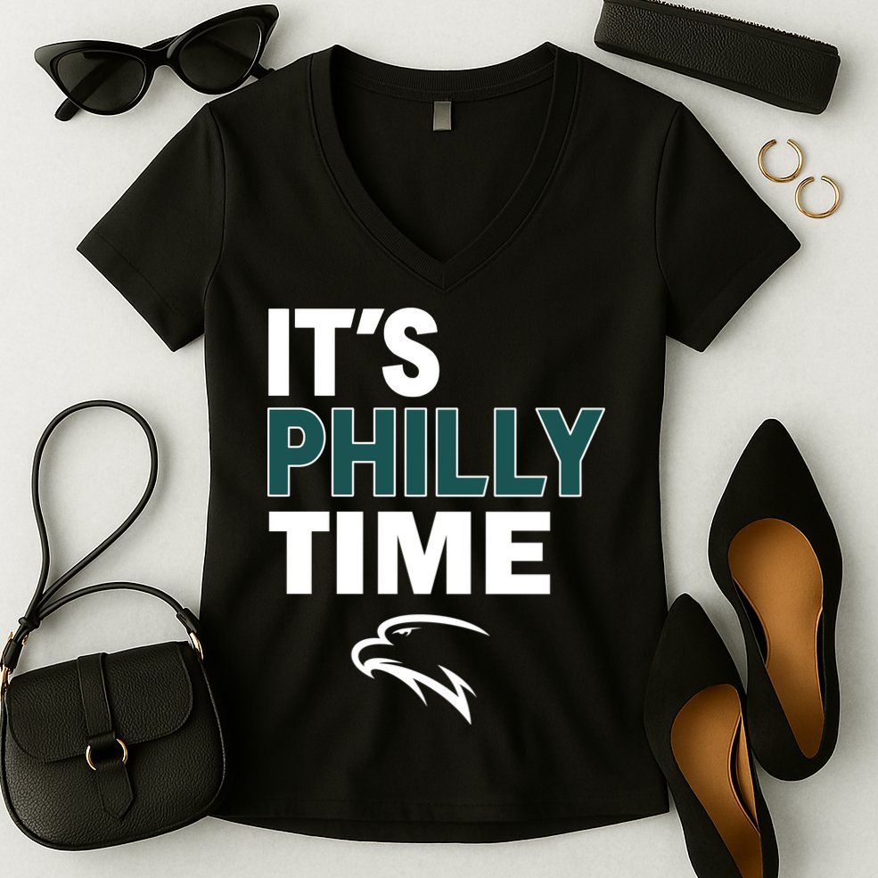 It's Philly Time Philadelphia Women's V-Neck T-Shirt