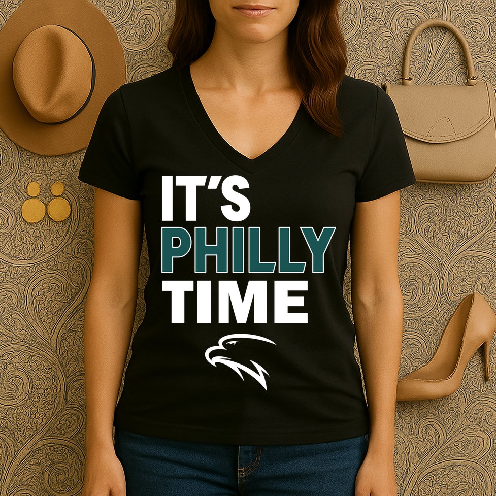 It's Philly Time Philadelphia Women's V-Neck T-Shirt