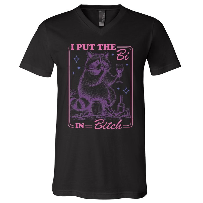 I Put The Bi In Bitch Lgbt Lesbians V-Neck T-Shirt