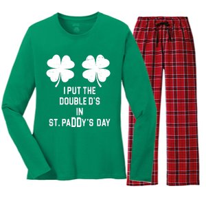 I Put The Double Ds In St Paddys Day Funny St Patrick's Day Women's Long Sleeve Flannel Pajama Set 