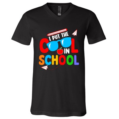 I Put The Cool School Back To School Gift Teacher Student V-Neck T-Shirt